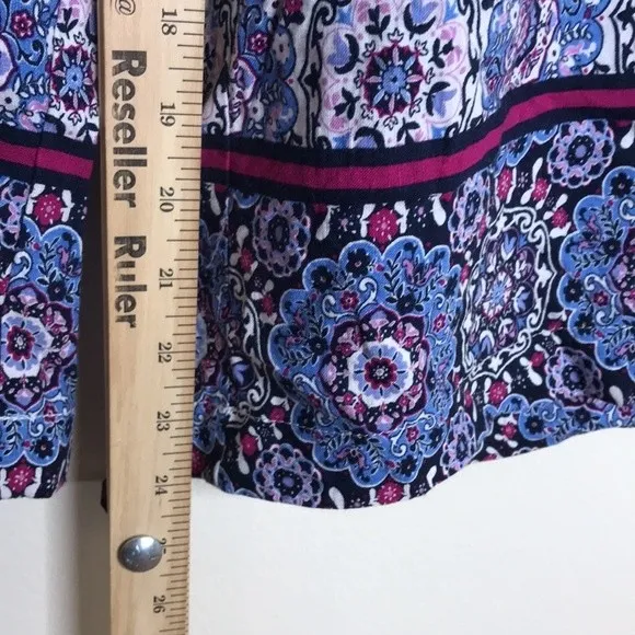 Loft Fluid Wide Leg Crop Pants in Medallion Linen Blend‎ ladies size medium - Image 8