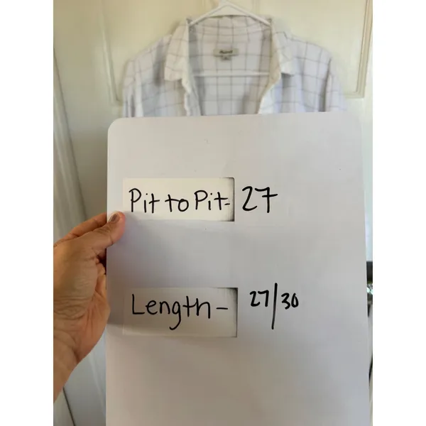 Madewell white plaid boyfriend flannel button up size xl - Image 9