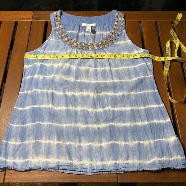Style & Co. Blue and White Sleeveless Top size 12 - Image 4