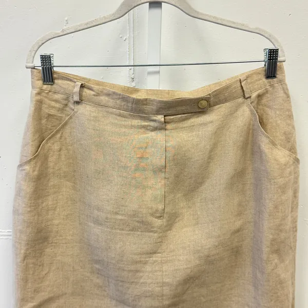 Jones New York Linen‎ Career Pencil Mini Skirt Tan Beige Career Office Sz 16 - Image 3