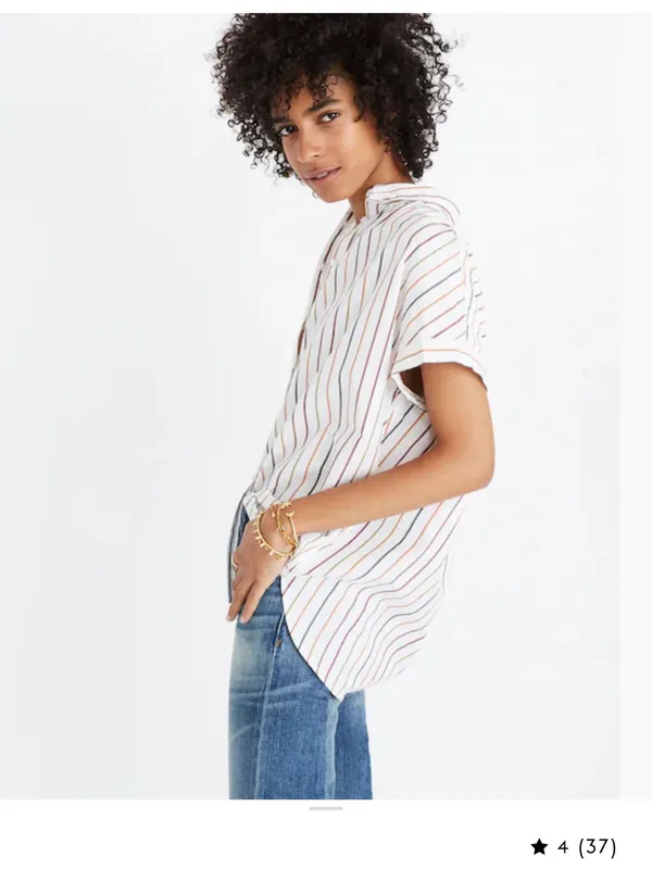 Madewell Central Shirt Oversized Button Front Top Multicolor Sadie Striped L - Image 2