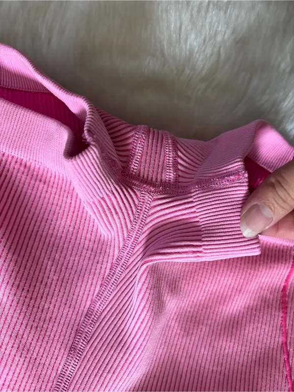 Aeropostale Pink Ribbed High-Waist Athletic Shorts - Image 2