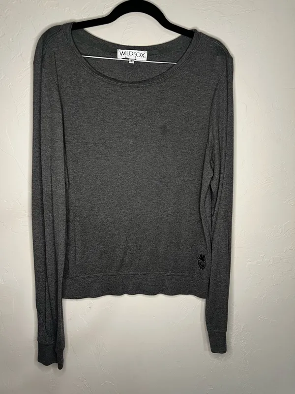 Wildfox Baggy Beach Jumper Charcoal Gray‎ Green Long-Sleeve Sweatshirt - Image 2