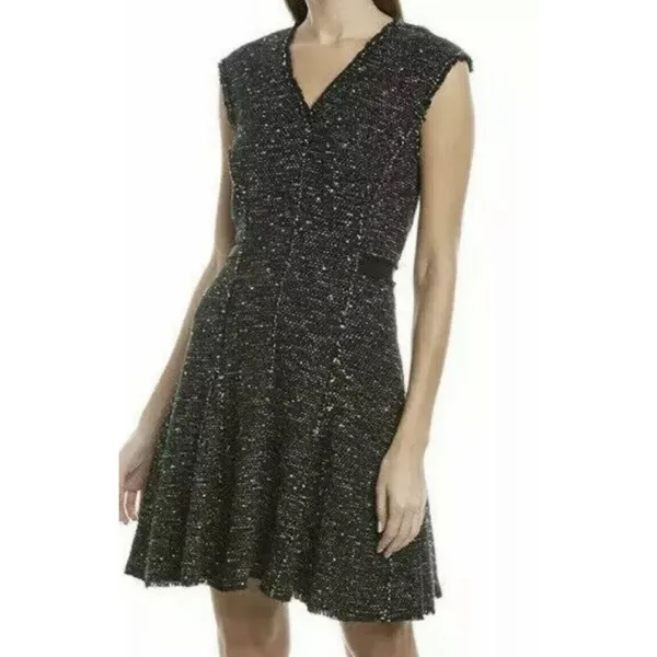 Rebecca Taylor Womens Dress Size 8 Black Sparkle Stretch Tweed Sleeveless $495‎ - Image 12