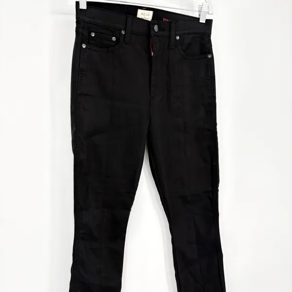 AO‎ LA by Alice + Olivia Black High Rise Pintuck Split Hem Skinny Jeans Sz 28 - Image 3