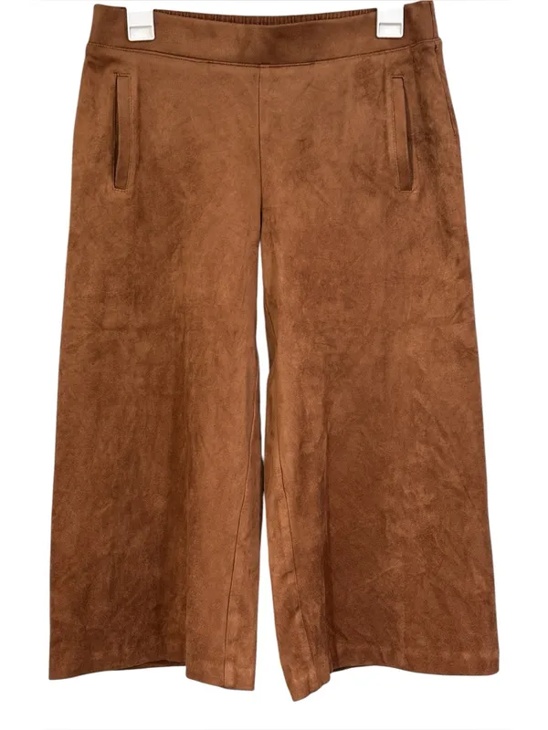 Chicos Tan Neutral Faux Suede Cropped Wide Leg Pants Size XS Womens - Image 2
