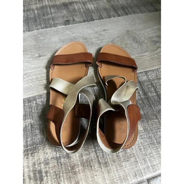Strappy Flat Sandals Size 6 Brown Gold‎ Slip On Casual Comfort Shoes Boho Chic - Image 6