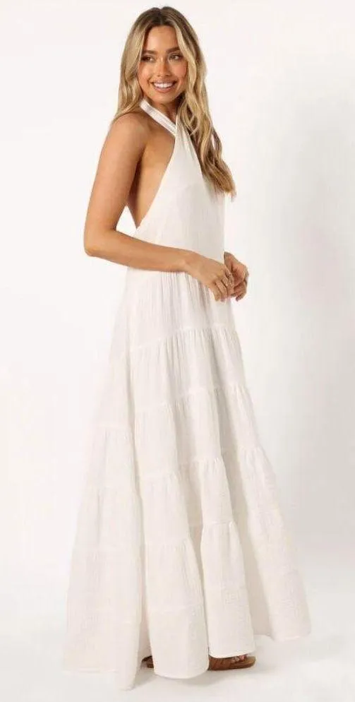Petal & Pup Plara White Halterneck Maxi Dress M - Image 6