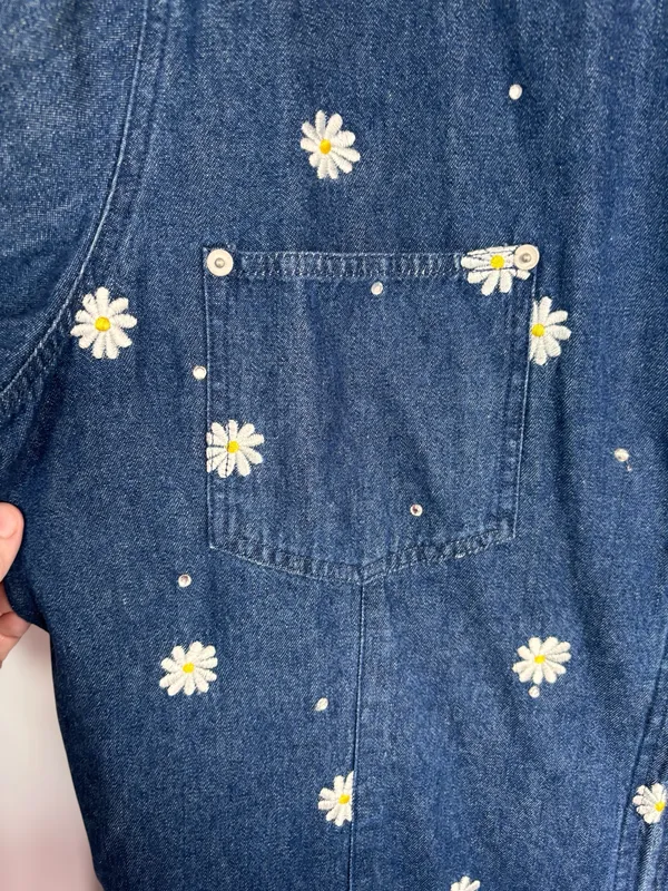 Vintage The Quacker Factory Women’s 3X Daisy Blue Denim Zip Up Top Grandmacore - Image 4