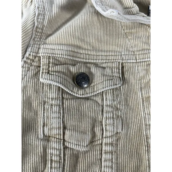 Vintage Abercrombie Corduroy Jacket Women XL Beige Tan Full Zip Trucker Stretch - Image 9
