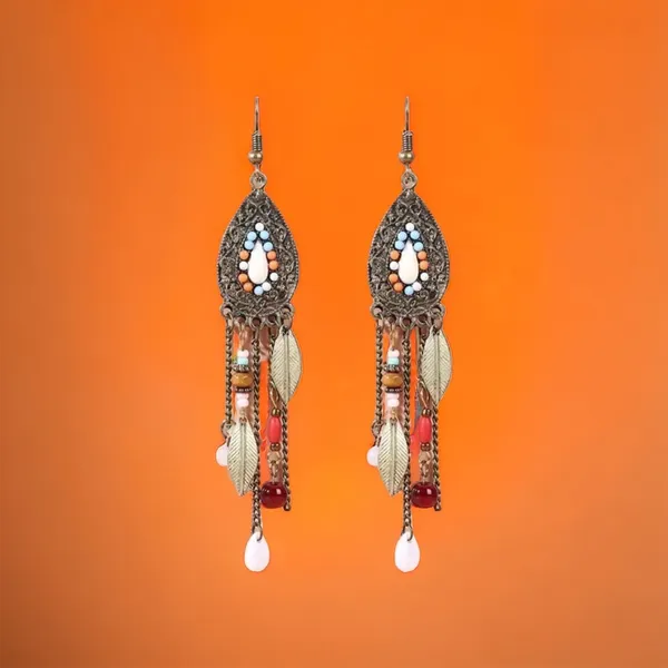 Boho Vintage Style Beaded Fringe Dangle Chain Feather Earrings *Faux Fashion Je - Image 10