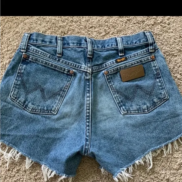 Wrangler Blue Frayed Jean Shorts - Image 2