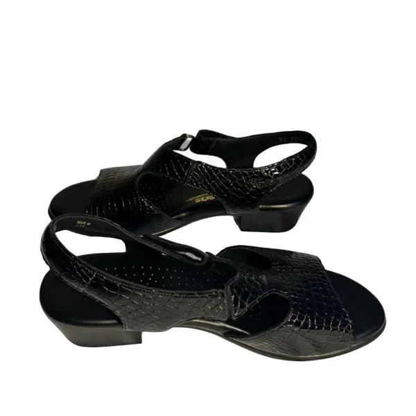 SAS Suntimer Women’s 8M Black Croc Print Leather Slingback Sandal Shoes - Image 2