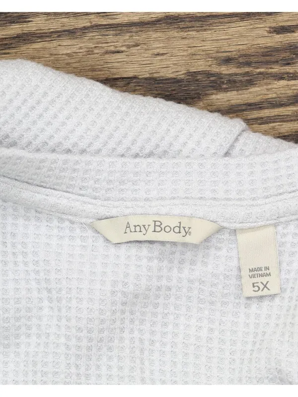 Anybody Womens Brushed Waffle Knit Crew Neck Top A703129 Soft Gray 5X - Image 3
