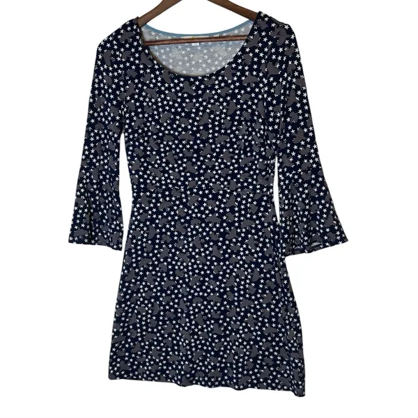 Boden Dress Womens Bird Star Print Flare Sleeve Stretch Knee Length Boho Size 4 - Image 3
