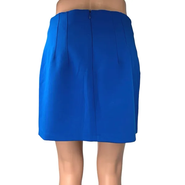 Zara Women's Blue High Waisted Career Pleated Mini Pencil Skirt Size S - Image 3