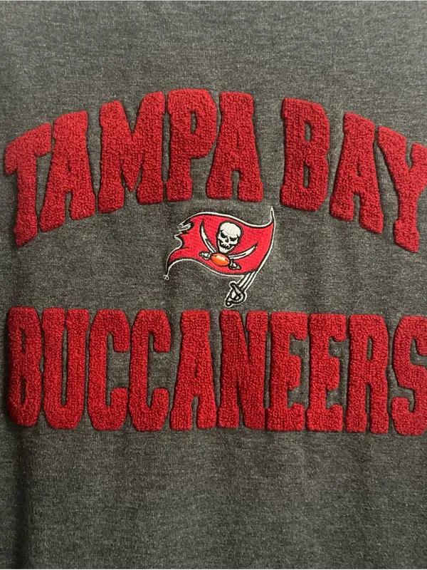 NFL Gray Crewneck Sweatshirt with Red Tampa Bay Buccaneers Appliqué - Image 2