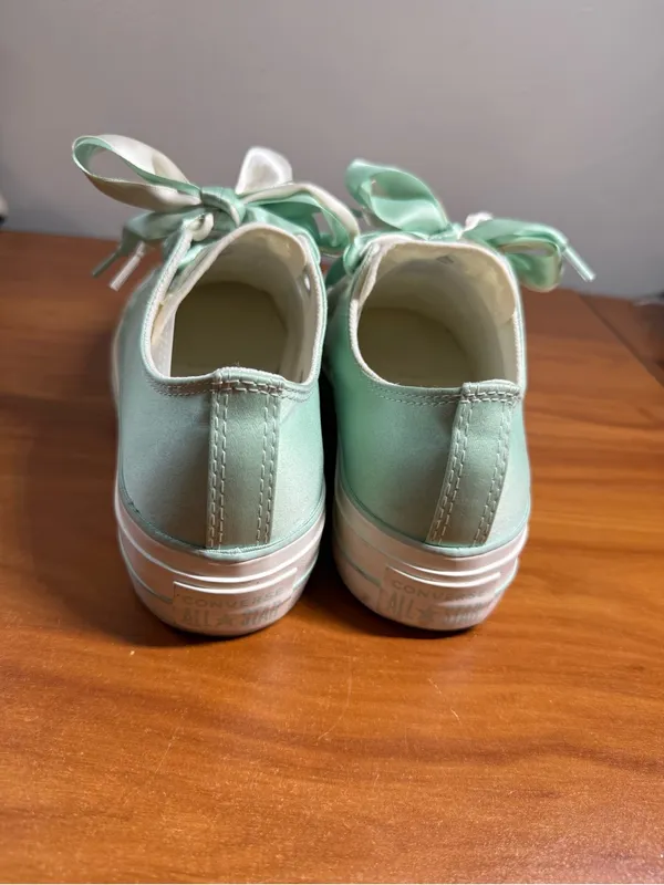 Converse Chuck Taylor All Star Lift Matte Satin lace Ribbon Sneaker Canvas Mint - Image 4