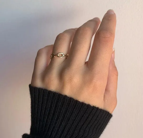 Evry Jewels Gold Chain Link Ring Size 6 - Image 2