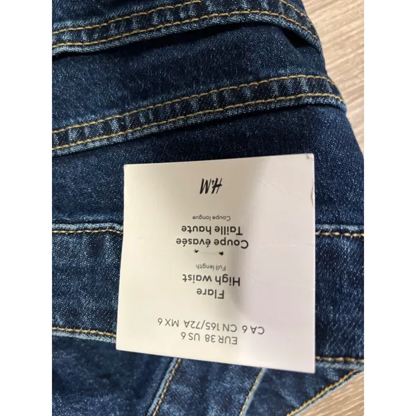 HM High Waist Flare Jeans Dark Wash‎ Full Length Denim Womens Size 6 NEW Boho - Image 5