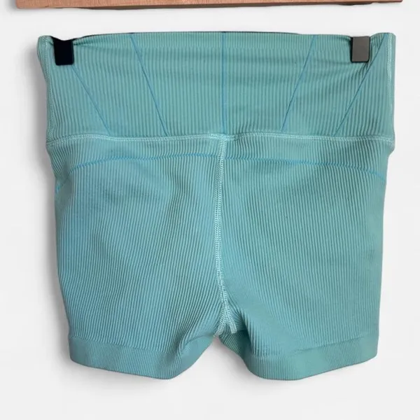 OFFLINE by Aerie Ribbed High Waisted Athletic Shorts Aqua Blue Medium - Image 2
