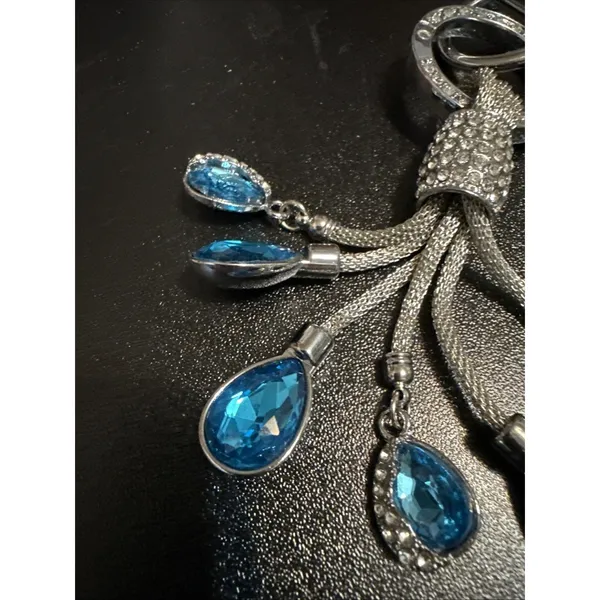 Water Drop Keychain Purse Charm Diamond Blue Crystal Key Ring Holder - Image 4