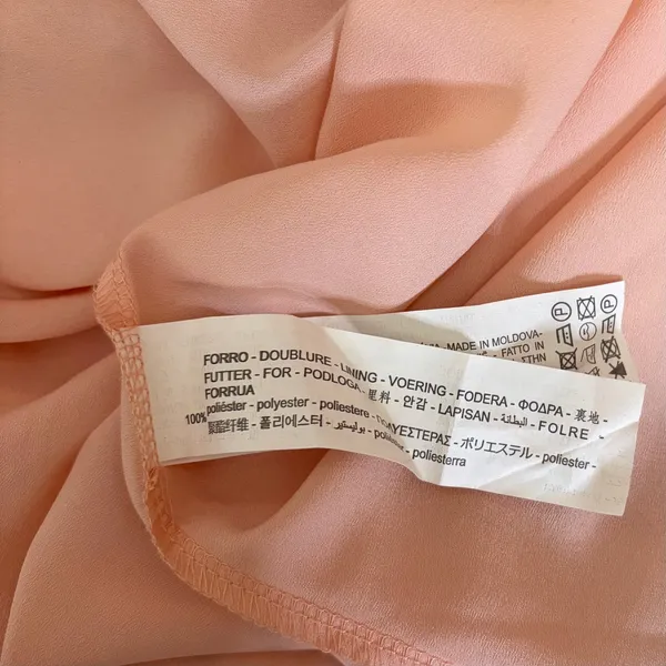 ZARA Organza Pink Peach Floral Maxi Dress Tiered Sundress Summer Vacation Medium - Image 12