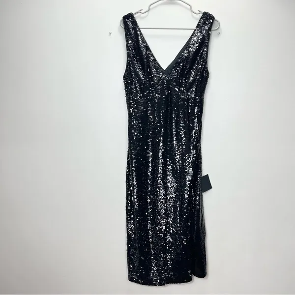 NWT Lulus Shimmering Nights Black Sequin Sleeveless Midi Dress LARGE‎ - Image 5