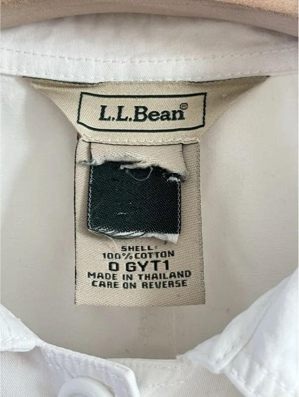 L.L.Bean White Cotton Utility Safari Field Jacket 4 Pocket Button Womens - Image 2