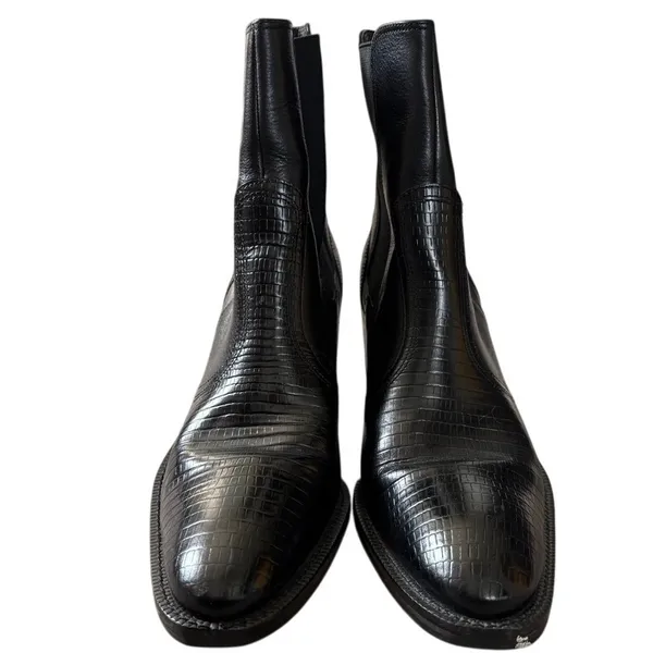 Hunt Club Cheyenne Chelsea Boots‎ Sz 8.5 Black Leather Crocodile Western Heeled - Image 2