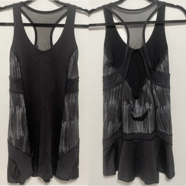 Lululemon Ace Dress Tennis Size Scratch Match Black Multi Mesh Size 4 Cut Out - Image 11