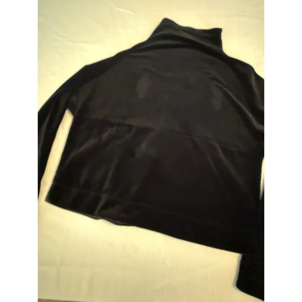Prana Womens Black Velour Mock Neck Pullover‎ Sweatshirt Size Large Pockets - Image 6