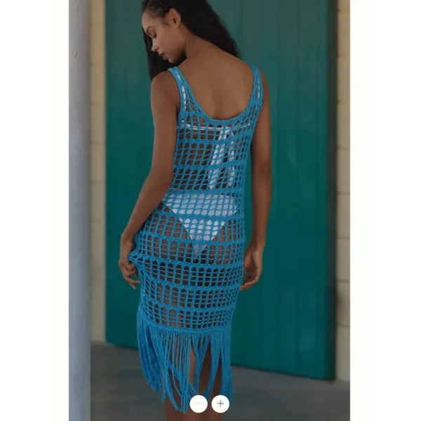 Anthropologie Celandine Crochet Fringe Midi Dress - Image 2