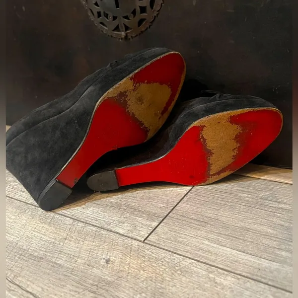 Christian Louboutin Authentic Suede Wedge Heels 38 - Image 4
