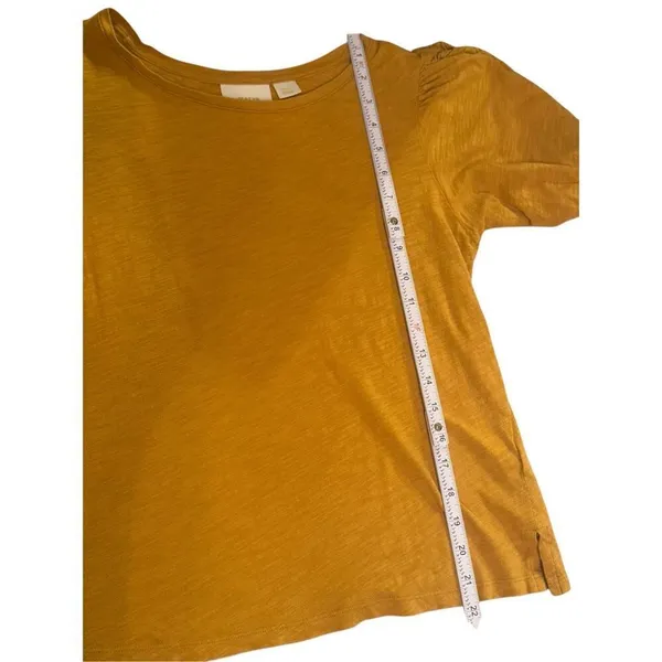 Anthropologie Maeve Mustard Golden Yellow‎ Short Sleeve Top Sz S - Image 6