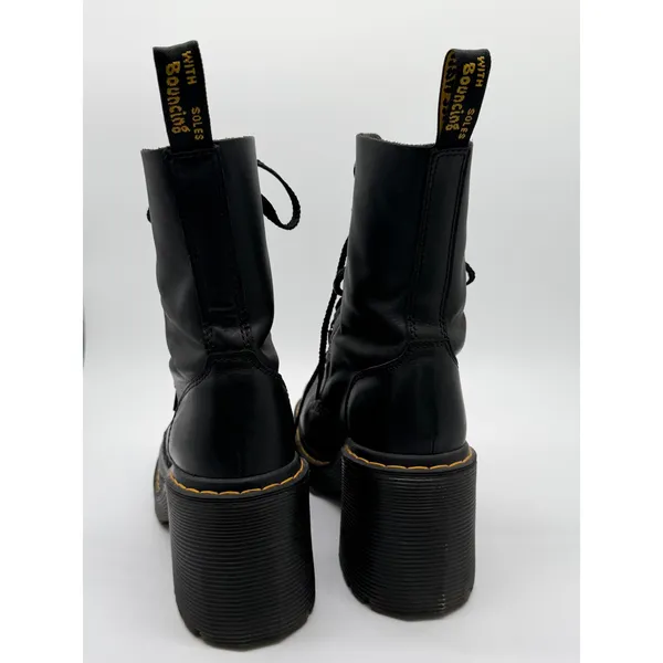 Dr. Martens Kendra Boot Women 8 Black Leather Lace Up Platform Block Heel Combat - Image 7