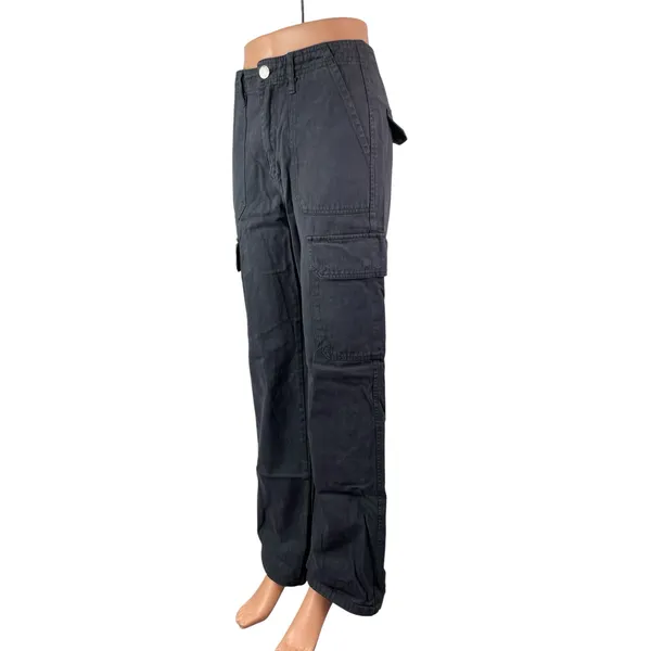 Zara Women's Black High Waisted Wide Leg Utility Cargo Trousers Pants Size 4 - Image 3
