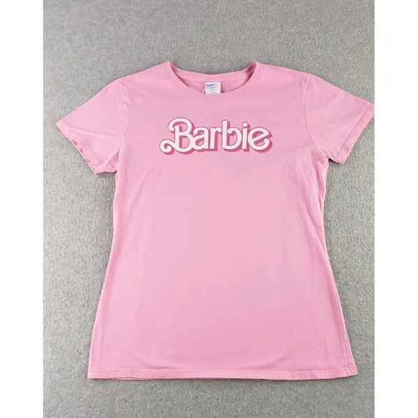 Women's Pink Barbie Logo‎ T-shirt Size Small Doll Super Cute Ladies Cut Iconic - Image 10