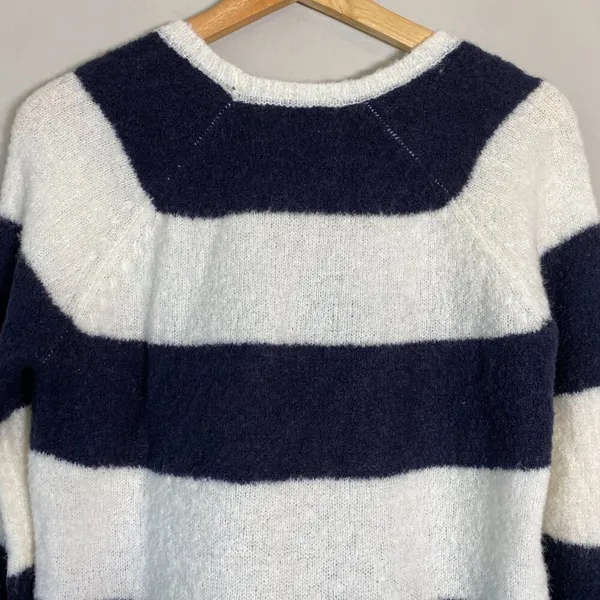 Anthropologie Sita Murt Long Sleeve Striped Wool Sweater Women Small Black White - Image 9