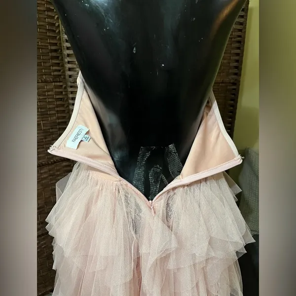 NEW Faeriesty Pink Lace Bodice Contrast Layered Mesh Hem Prom Dress Size Medium - Image 6