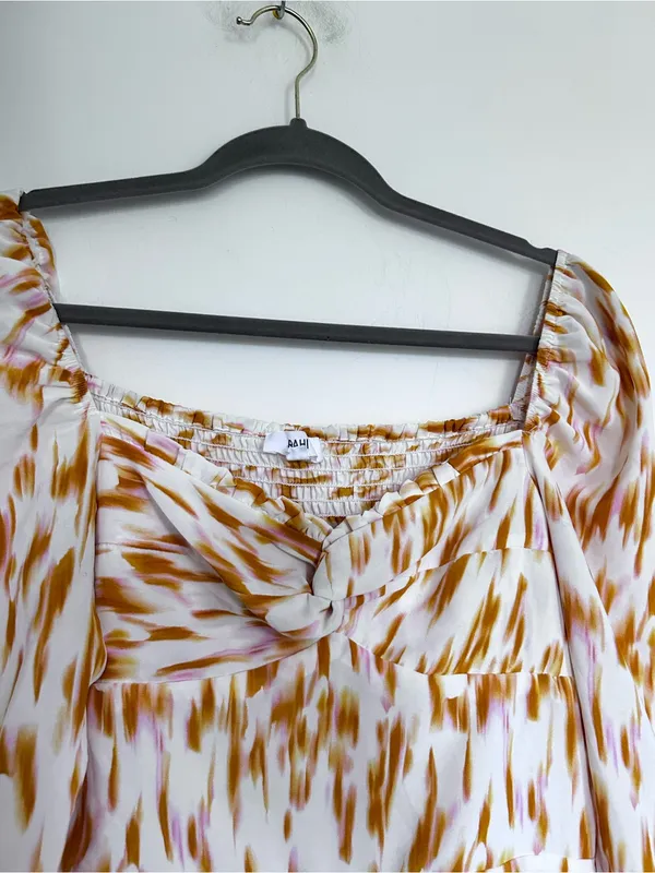 Rahi Bailey White & Gold Marble Long Sleeve‎ Mini Dress Size Medium - Image 3