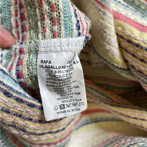 Vilagallo EUC Multicolored tweed shift dress Summer tweed textured V back Blue Size 4 - Image 2