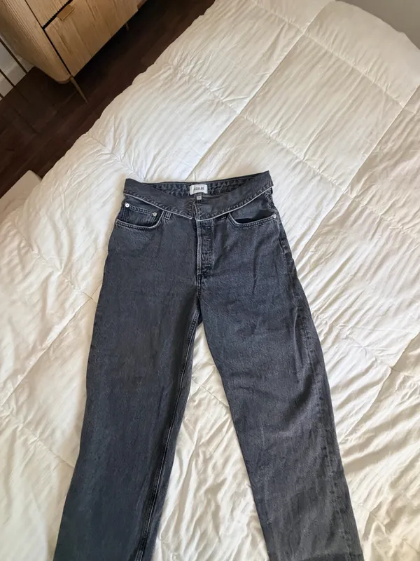 Agolde Echo Taper fold over mid waist Zephyr vintage washed black jeans 29 - Image 7