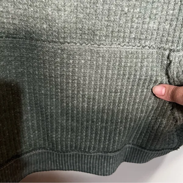 We The Free People Westend Thermal Off-Shoulder Army‎ Green Sweater - Image 7