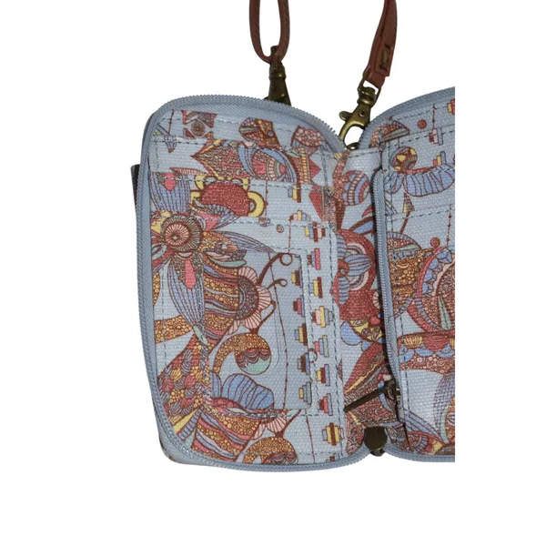 Sakroots Artist Circle Crossbody/Wallet Women Small‎ Blue/Owl Floral Print Boho - Image 4