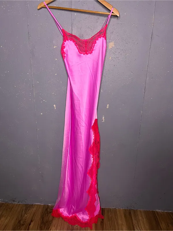 SKIMS Woven Shine Lace Long Dress XXS - Image 4