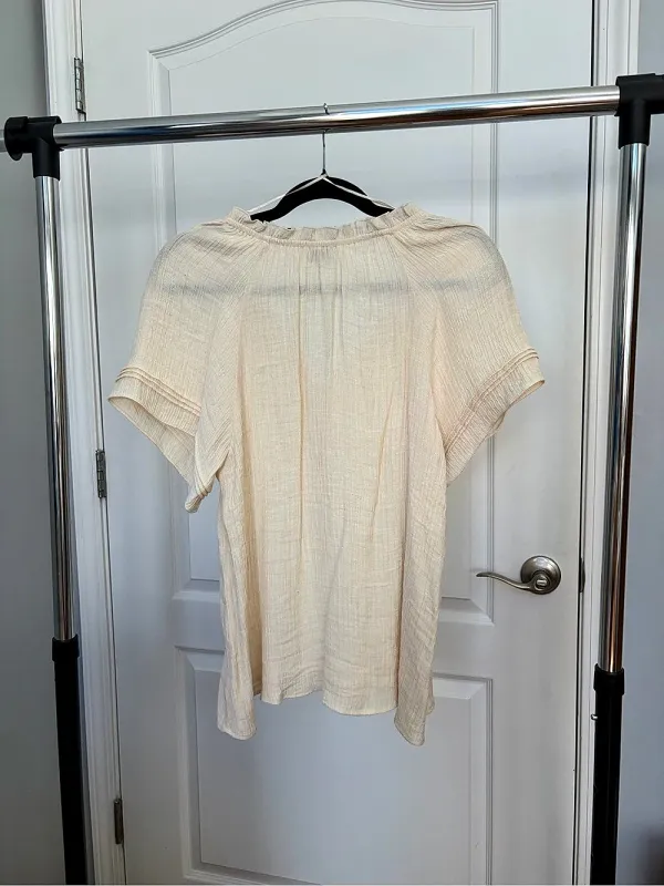 Cream Short Sleeve Blouse - Image 3