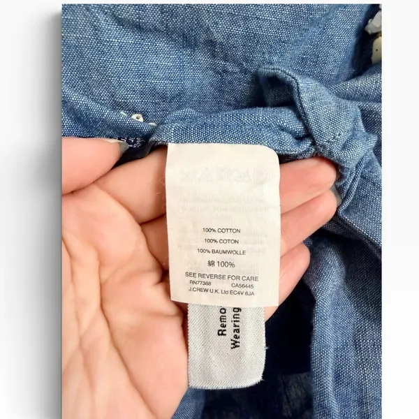 J.Crew Women's Chambray Embellished Shoulder Tie Top size 6 #G7638 - Image 5