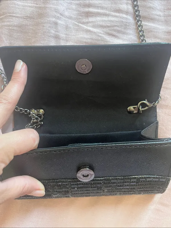 Black Sequined Flap Clutch - Image 2