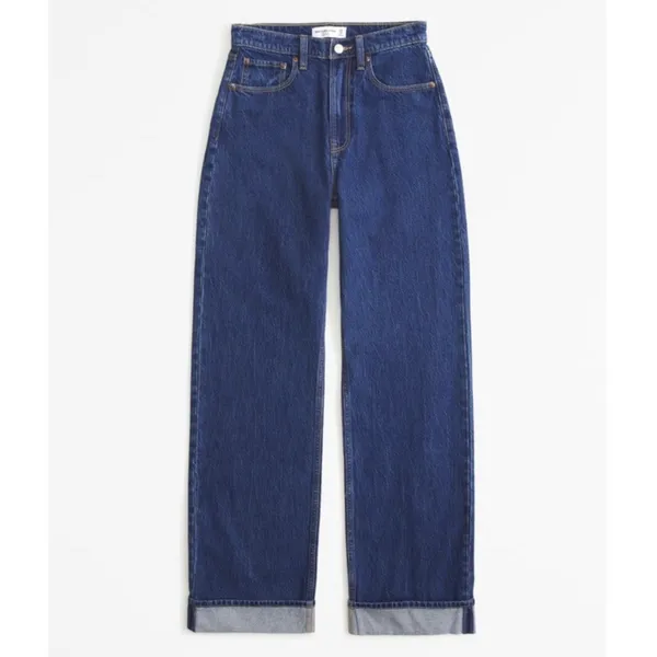 NEW Abercrombie & Fitch The Loose Cuff High Rise Jeans Size 26 – Medium Wash - Image 2
